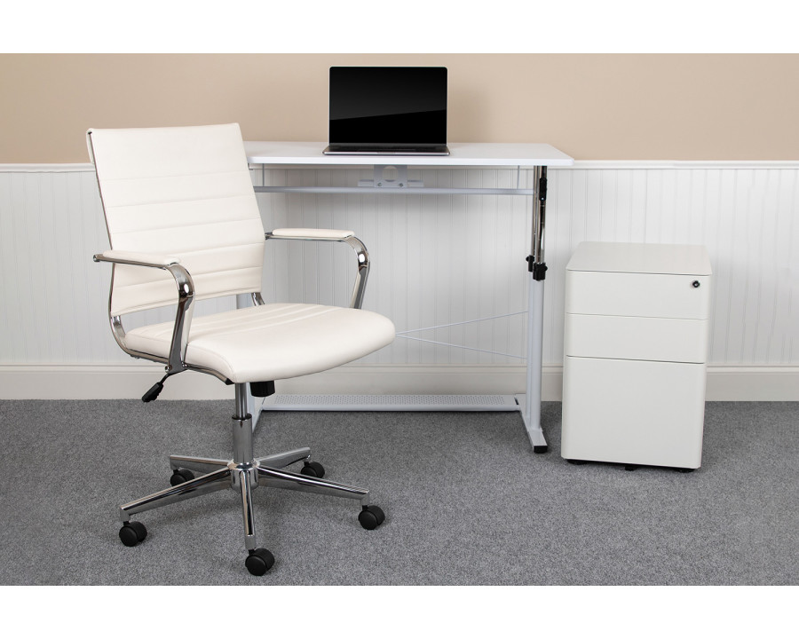 BLNK - Stiles Work From Home Kit with Adjustable Computer Desk, Ergonomic Mesh Office Chair and Locking Mobile Filing Cabinet with Side Handles