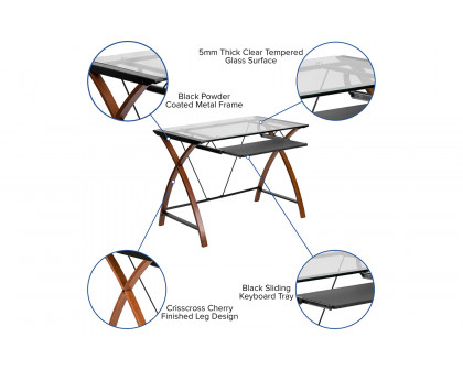 BLNK - Stiles Work From Home Kit with Glass Desk with Keyboard Tray, Ergonomic Mesh Office Chair and Filing Cabinet with Lock and Inset Handles