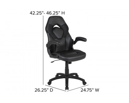 BLNK Optis Black Gaming Desk and Racing Chair Set with Cup Holder, Headphone Hook and 2 Wire Management Holes - Black