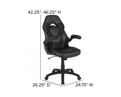 BLNK Optis Red Gaming Desk and Racing Chair Set with Cup Holder and Headphone Hook - Black