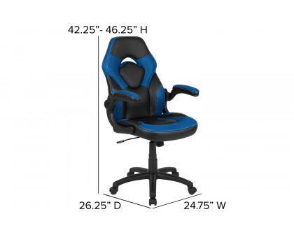 BLNK Optis Red Gaming Desk and Racing Chair Set with Cup Holder and Headphone Hook - Blue/Black