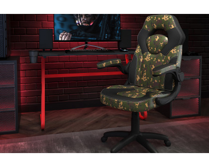 BLNK Optis Red Gaming Desk and Racing Chair Set with Cup Holder and Headphone Hook