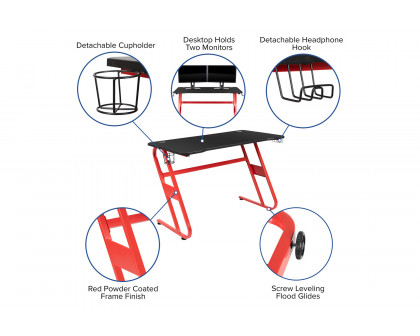 BLNK Optis Red Gaming Desk and Racing Chair Set with Cup Holder and Headphone Hook - Green/Black