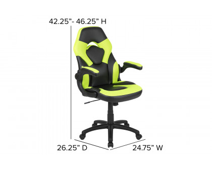 BLNK Optis Red Gaming Desk and Racing Chair Set with Cup Holder and Headphone Hook - Green/Black