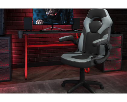 BLNK Optis Red Gaming Desk and Racing Chair Set with Cup Holder and Headphone Hook