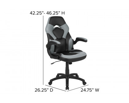 BLNK Optis Red Gaming Desk and Racing Chair Set with Cup Holder and Headphone Hook - Gray/Black