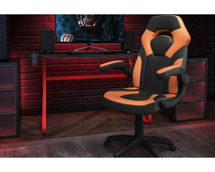 BLNK Optis Red Gaming Desk and Racing Chair Set with Cup Holder and Headphone Hook