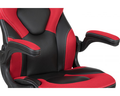 BLNK Optis Red Gaming Desk and Racing Chair Set with Cup Holder and Headphone Hook - Red/Black