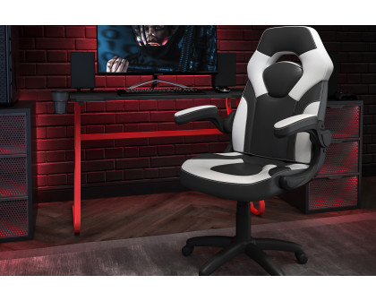 BLNK Optis Red Gaming Desk and Racing Chair Set with Cup Holder and Headphone Hook