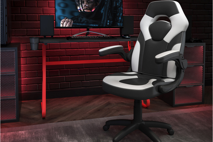 Lavish Home Gaming Computer Desk with Cup Holder, Headphone Hanger, Cable  Management, Black