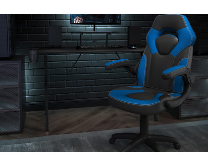 BLNK - Optis Black Gaming Desk and Racing Chair Set with Cup Holder, Headphone Hook and Monitor/Smartphone Stand