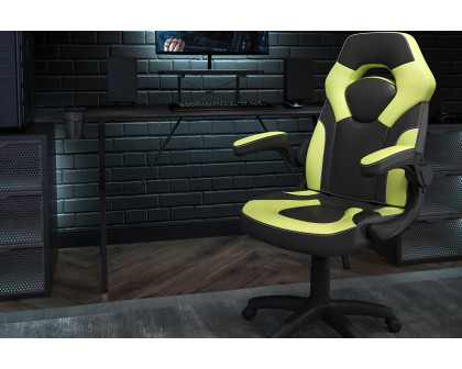 BLNK - Optis Black Gaming Desk and Racing Chair Set with Cup Holder, Headphone Hook and Monitor/Smartphone Stand