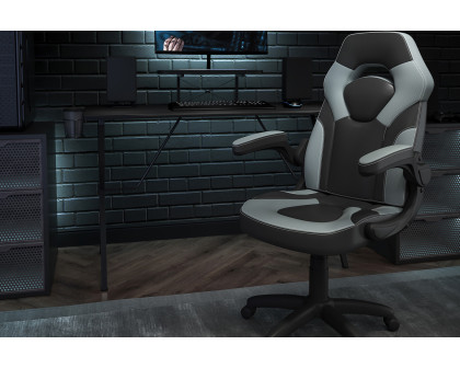 BLNK - Optis Black Gaming Desk and Racing Chair Set with Cup Holder, Headphone Hook and Monitor/Smartphone Stand