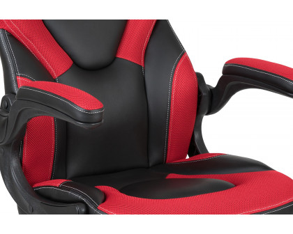 BLNK Optis Black Gaming Desk and Racing Chair Set with Cup Holder, Headphone Hook and Monitor/Smartphone Stand - Red