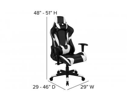 BLNK Optis Black Gaming Desk and Reclining Gaming Chair Set with Cup Holder, Headphone Hook and 2 Wire Management Holes - Black