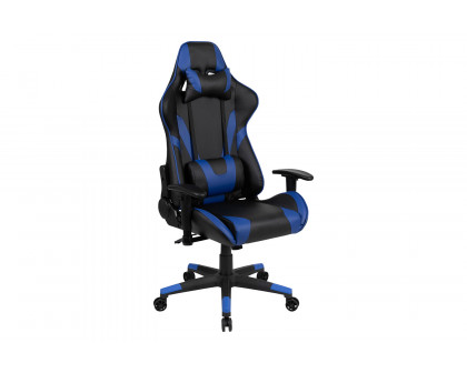 BLNK Optis Black Gaming Desk and Reclining Gaming Chair Set with Cup Holder, Headphone Hook and 2 Wire Management Holes - Blue