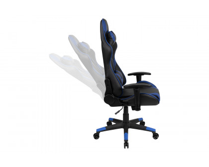 BLNK Optis Black Gaming Desk and Reclining Gaming Chair Set with Cup Holder, Headphone Hook and 2 Wire Management Holes - Blue