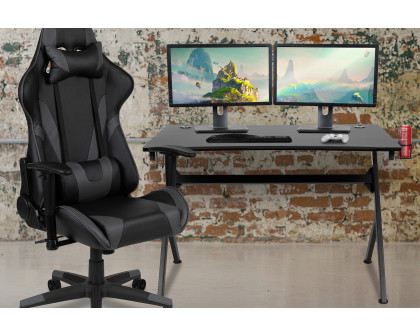 BLNK Optis Black Gaming Desk and Reclining Gaming Chair Set with Cup Holder, Headphone Hook and 2 Wire Management Holes