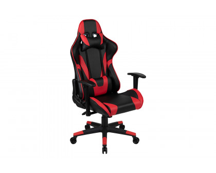 BLNK Optis Black Gaming Desk and Reclining Gaming Chair Set with Cup Holder, Headphone Hook and 2 Wire Management Holes - Red