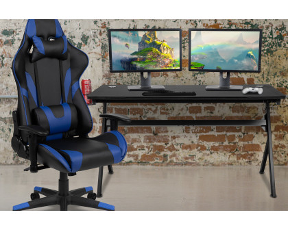 BLNK Optis Gaming Desk and Reclining Gaming Chair Set with Cup Holder, Headphone Hook, Removable Mouse Pad Top and Wire Management