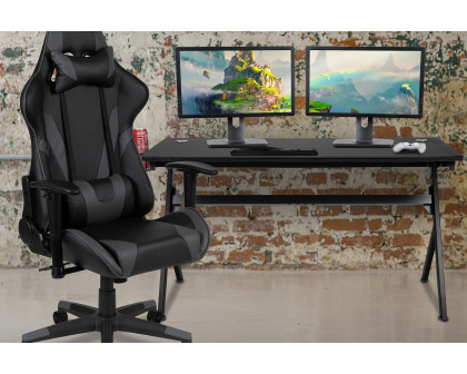 BLNK Optis Gaming Desk and Reclining Gaming Chair Set with Cup Holder, Headphone Hook, Removable Mouse Pad Top and Wire Management