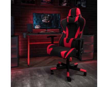 BLNK Optis Red Gaming Desk and Reclining Gaming Chair Set with Cup Holder and Headphone Hook