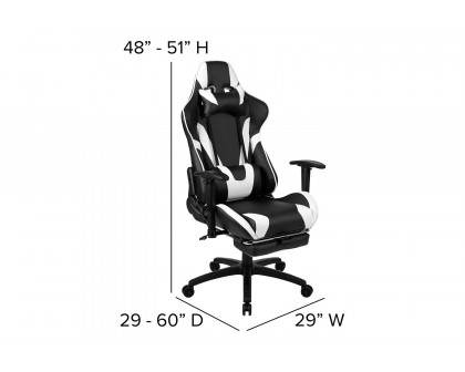 BLNK Optis Black Gaming Desk and Footrest Reclining Gaming Chair Set with Cup Holder, Headphone Hook and 2 Wire Management Holes - Black