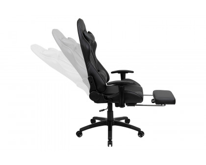 BLNK Optis Black Gaming Desk and Footrest Reclining Gaming Chair Set with Cup Holder, Headphone Hook and 2 Wire Management Holes - Gray