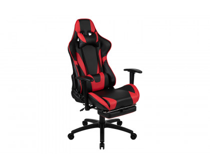 BLNK Optis Black Gaming Desk and Footrest Reclining Gaming Chair Set with Cup Holder, Headphone Hook and 2 Wire Management Holes - Red