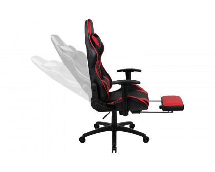 BLNK Optis Black Gaming Desk and Footrest Reclining Gaming Chair Set with Cup Holder, Headphone Hook and 2 Wire Management Holes - Red