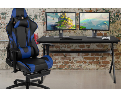 BLNK - Optis Gaming Desk and Footrest Reclining Gaming Chair Set with Cup Holder, Headphone Hook, Removable Mouse Pad Top/Wire Management