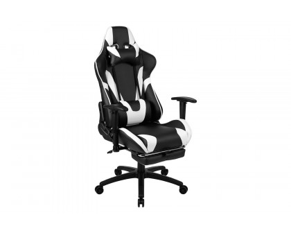 BLNK Optis Red Gaming Desk and Footrest Reclining Gaming Chair Set with Cup Holder and Headphone Hook - Black