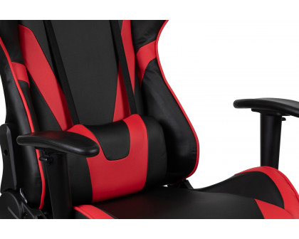 BLNK Optis Red Gaming Desk and Footrest Reclining Gaming Chair Set with Cup Holder and Headphone Hook - Red/Black