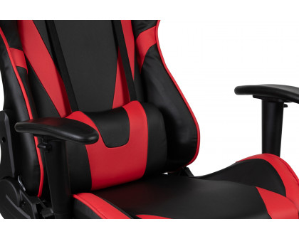 BLNK Optis Black Gaming Desk and Footrest Reclining Gaming Chair Set with Cup Holder, Headphone Hook and Monitor/Smartphone Stand - Red