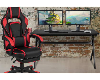 BLNK - Optis Gaming Desk with Cup Holder, Headphone Hook, Removable Mousepad Top and Reclining Back/Arms Gaming Chair with Footrest