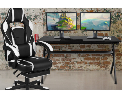 BLNK - Optis Gaming Desk with Cup Holder, Headphone Hook, Removable Mousepad Top and Reclining Back/Arms Gaming Chair with Footrest