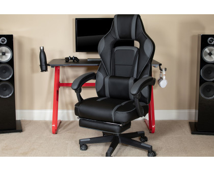 BLNK Optis Red Gaming Desk with Cup Holder/Headphone Hook and Reclining Back/Arms Gaming Chair with Footrest