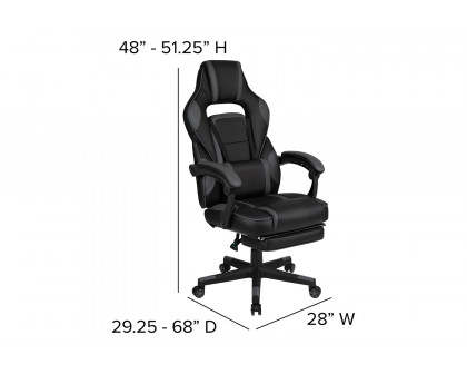 BLNK Optis Red Gaming Desk with Cup Holder/Headphone Hook and Reclining Back/Arms Gaming Chair with Footrest - Black