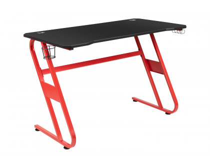 BLNK Optis Red Gaming Desk with Cup Holder/Headphone Hook and Reclining Back/Arms Gaming Chair with Footrest - Red