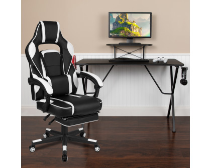 BLNK Optis Black Gaming Desk with Cup Holder/Headphone Hook/Monitor Stand and Reclining Back/Arms Gaming Chair with Footrest