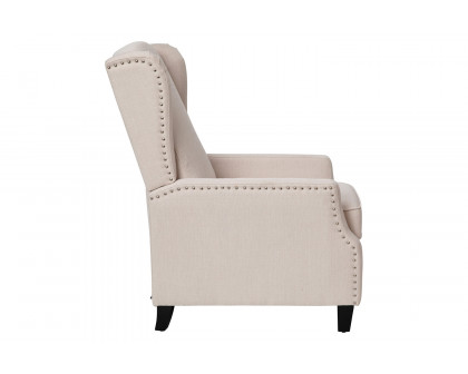 BLNK Prescott Traditional Style Fabric Slim Push Back Recliner Chair with Upholstery-Accent Nail Trim - Cream