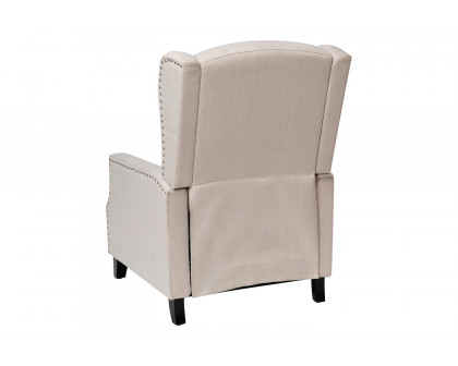 BLNK Prescott Traditional Style Fabric Slim Push Back Recliner Chair with Upholstery-Accent Nail Trim - Cream