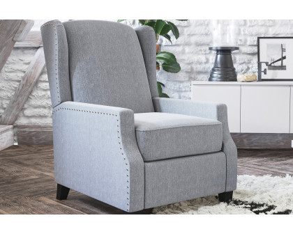 BLNK Prescott Traditional Style Fabric Slim Push Back Recliner Chair with Upholstery-Accent Nail Trim