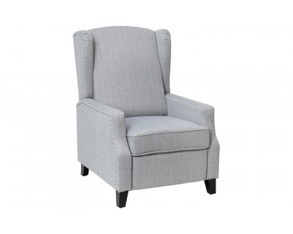 BLNK Prescott Traditional Style Polyester Fabric Slim Push Back Recliner Chair with Accent Nail Trim - Gray