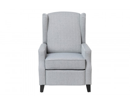 BLNK Prescott Traditional Style Polyester Fabric Slim Push Back Recliner Chair with Accent Nail Trim - Gray