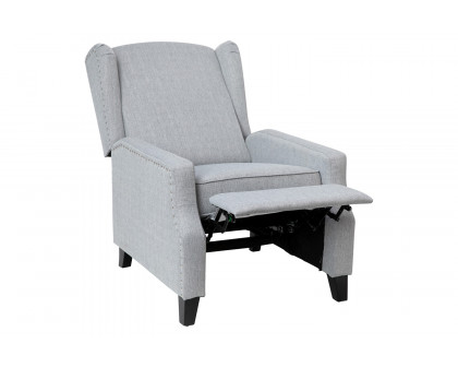 BLNK Prescott Traditional Style Polyester Fabric Slim Push Back Recliner Chair with Accent Nail Trim - Gray