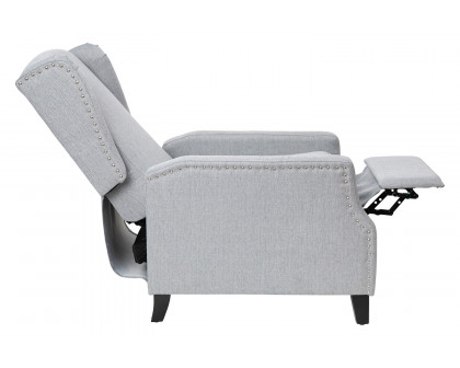 BLNK Prescott Traditional Style Polyester Fabric Slim Push Back Recliner Chair with Accent Nail Trim - Gray