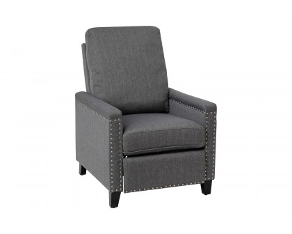 BLNK Carson Transitional Style Fabric Push Back Recliner Chair with Accent Nail Trim - Gray