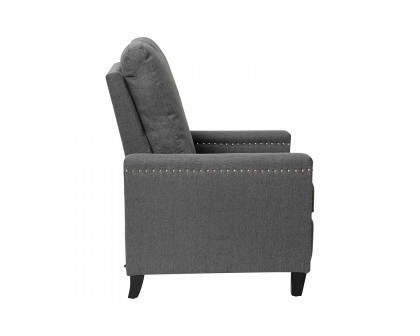 BLNK Carson Transitional Style Fabric Push Back Recliner Chair with Accent Nail Trim - Gray