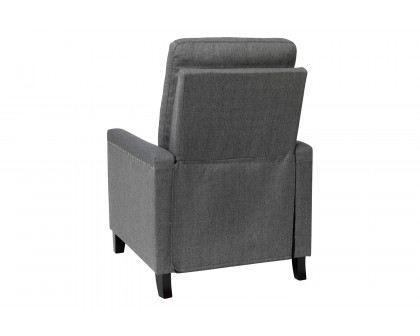 BLNK Carson Transitional Style Fabric Push Back Recliner Chair with Accent Nail Trim - Gray